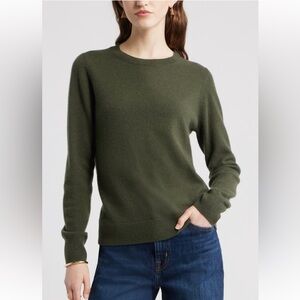 J. Crew 100% Cashmere Olive Green Crew Neck Sweater size XS
